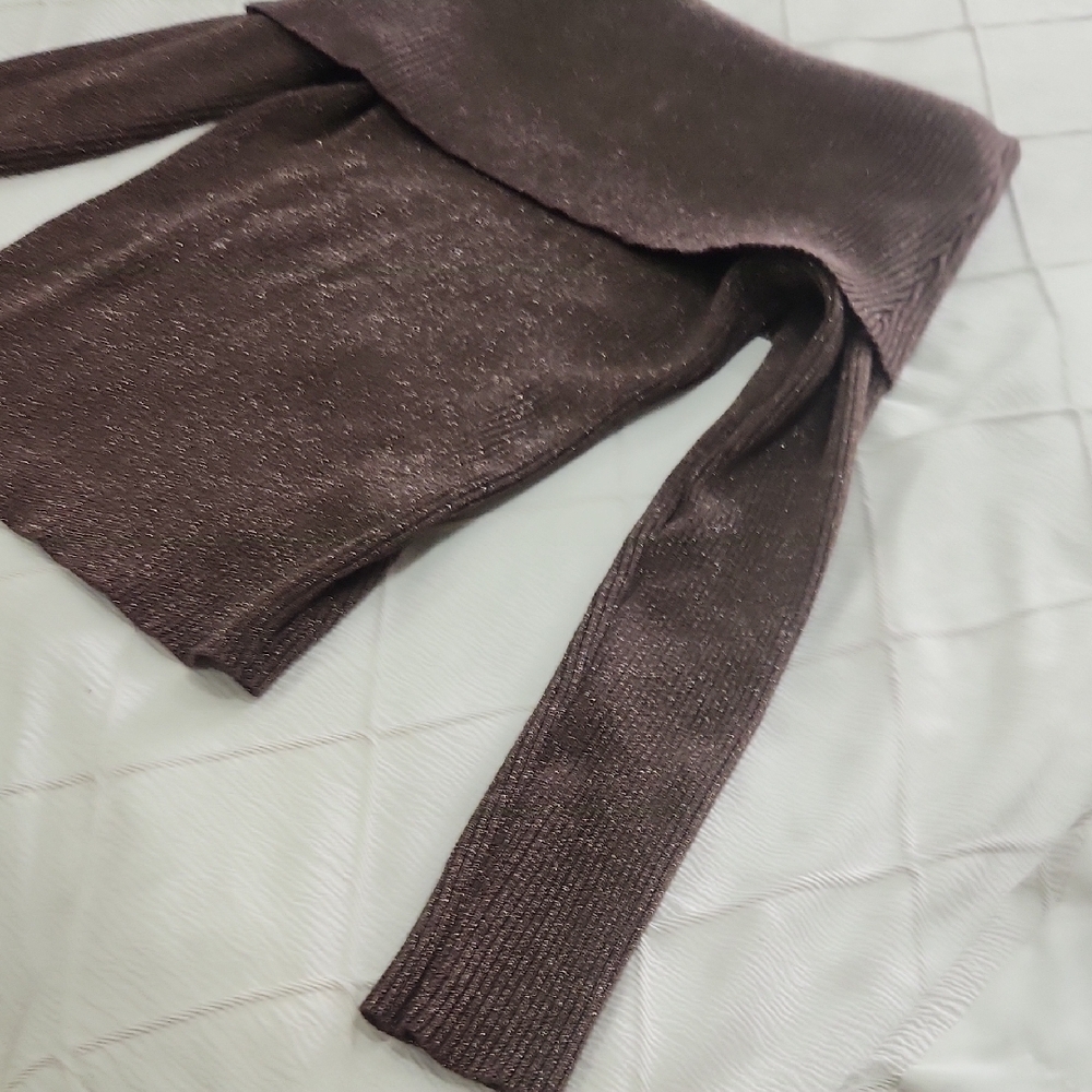 Pink Rose Chocolate Off-Shoulder Sweater - Picture 6 of 7